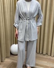 mavi 001 lysa studio keten marin ceketli takım 5