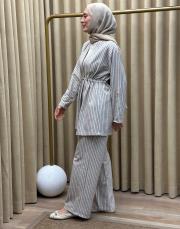 yeşil 001 lysa studio keten marin ceketli takım 3