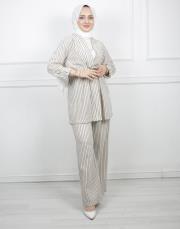 yeşil 001 lysa studio keten marin ceketli takım 7