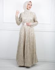 bej white corner elbise 1834
