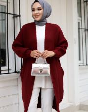 bordo 6004 lysa inşirah yumuş saçörgülü hırka 5