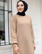 camel 1008 lysa studio jakarlı triko tunik