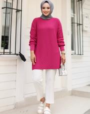fuşya 1008 lysa studio jakarlı triko tunik 3
