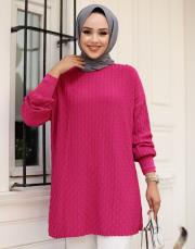 fuşya 1008 lysa studio jakarlı triko tunik 5