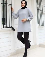 gri 1008 lysa studio jakarlı triko tunik 2