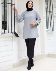gri 1008 lysa studio jakarlı triko tunik 3