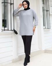gri 1008 lysa studio jakarlı triko tunik 5