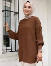 kahve 1008 lysa studio jakarlı triko tunik
