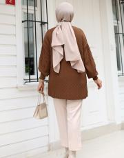 kahve 1008 lysa studio jakarlı triko tunik 5