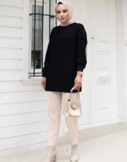 siyah 1008 lysa studio jakarlı triko tunik 2