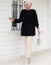 siyah 1008 lysa studio jakarlı triko tunik 3