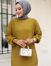 yağyeşili 1008 lysa studio jakarlı triko tunik 4