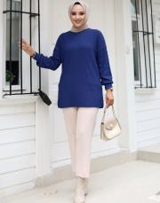 ındigo 1008 lysa studio jakarlı triko tunik 3