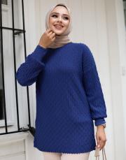 ındigo 1008 lysa studio jakarlı triko tunik 4