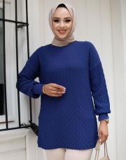 ındigo 1008 lysa studio jakarlı triko tunik 5
