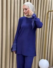 lacivert 4584 missemramiss special kol taşlı triko takım 3