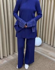 lacivert 4584 missemramiss special kol taşlı triko takım 5