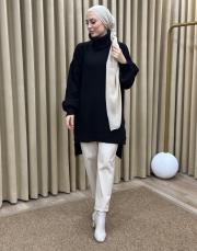 siyah 4269 inşirah boğazlı triko tunik 2