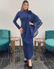 lacivert 3151 white corner abiye elbise 7