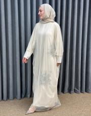 bej 2966 white corner abaya abiye 2