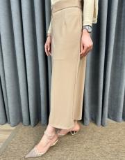 camel 251203 micca part dökümlü kumaştan fermurlı zamansız etek 2