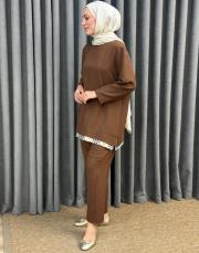 kahve 251885 micca ipekçe ferra pantolonlu takım 2