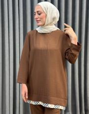 kahve 251885 micca ipekçe ferra pantolonlu takım 3