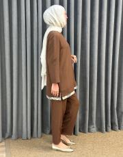 kahve 251885 micca ipekçe ferra pantolonlu takım 5
