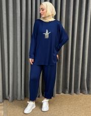 lacivert 2261 aişe moda takım 2