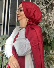 burgundy 241-3002 imannoor zincir kare pamuk ipek şal 3