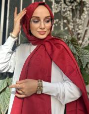 burgundy 241-3002 imannoor zincir kare pamuk ipek şal 4