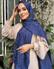 lacivert 251-3029 imannoor dama logo shiny jakar şal 2