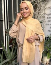 açık bal 3052 imannoor zincir desen jakar şal 3