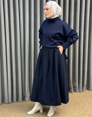 lacivert sz 5466 sentez floş etek 3