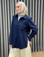 lacivert 4890 missemramiss nakışlı gömlek