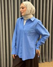 mavi 4890 missemramiss nakışlı gömlek