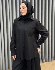 siyah 4890 missemramiss nakışlı gömlek