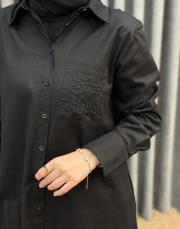 siyah 4890 missemramiss nakışlı gömlek 4