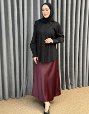 bordo sz 5457 sentez luna volanlı etek 5