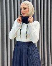 ekru lacivert 4901 missemramiss lumore elbise 2