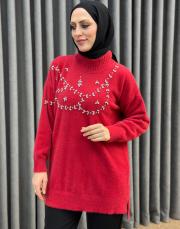 kırmızı 26k 7002 nuss angora tunik
