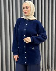 lacivert 26k 7008 nuss angora hırka