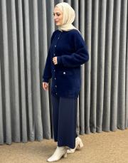 lacivert 26k 7008 nuss angora hırka 2