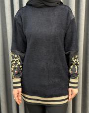 siyah 5009 missemramiss nakış detaylı angora tunik 5