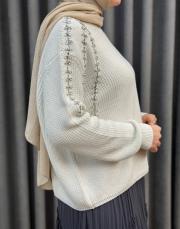 ekru 25k 4873 missemramiss taş işlemeli triko kazak 6