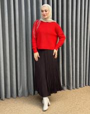 kırmızı 25k 4873 missemramiss taş işlemeli triko kazak 2