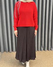 kırmızı 25k 4873 missemramiss taş işlemeli triko kazak 6