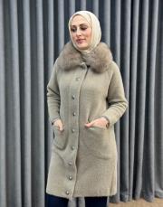 bej 26k 7011 nuss kürklü angora hırka
