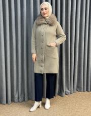 bej 26k 7011 nuss kürklü angora hırka 2