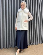 beyaz 7951 belle kürk detaylı angora yelek 2